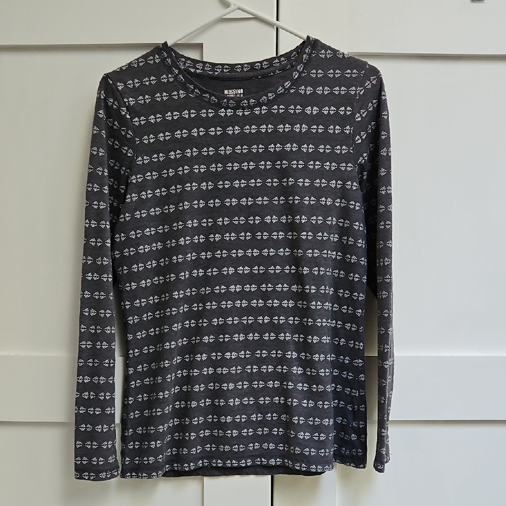 Mossimo Gray Patterned Long Sleeve Top